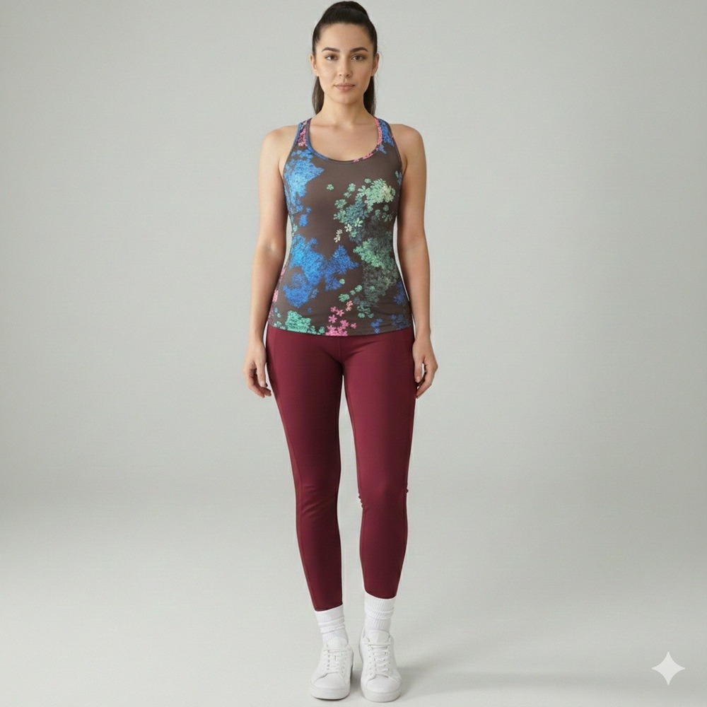 Lululemon‎ Racerback Tank Top Womens SZ 6 Floral Print Yoga Gym